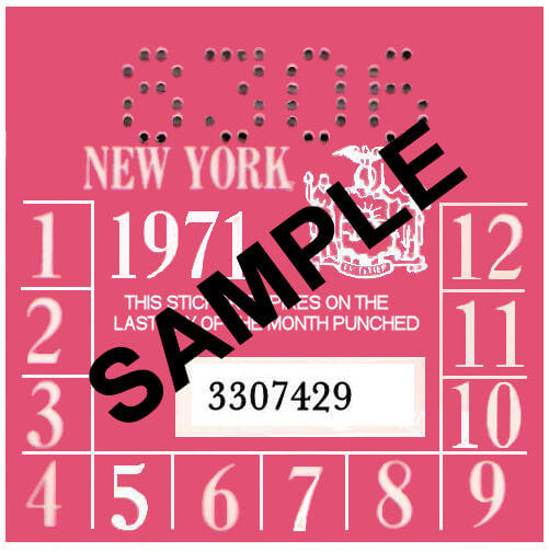 Modal Additional Images for 1971 New York INSPECTION Sticker